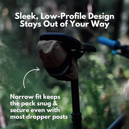 SpeedSleev Ranger Cycling Adventure Pack – Bike Saddle Bag for Road Bikes, Mountain Bikes & Gravel Bikes – Lightweight Bicycle Under Seat Bag – Bike Accessories & Tools – Waterproof Bike Bag (Grey)