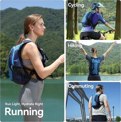 MARCHWAY Lightweight Hydration Backpack with Vest Style Straps & 2.5L TPU Water Bladder, Versatile Sleek Multi-Pocket Pack for Hiking, Cycling, Running, Backpacking, Travel