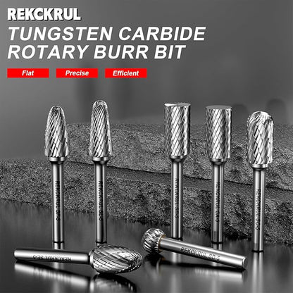 Professional Tungsten Carbide Rotary Burr Bit, SA-5 Double Cut Carbide Burr with 1/4" Shank for Metal, Wood, and Steel – Durable Die Grinder Accessory for Deburring, Engraving & Polishing