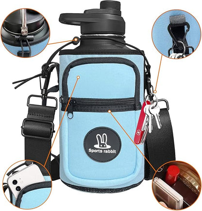 Sports rabbit Universal Water Bottle Holder – Durable Oxford & Neoprene Hybrid Design Compatible with Stanley 30/40oz Handled & 64/87oz Straight Tumblers, Adjustable Strap for Gym, Travel, Outdoors