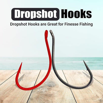 Reaction Tackle Dropshot Hooks – Split Shot or Drop Shot Fishing Hooks for Bass, Walleye & More (50-Pack)
