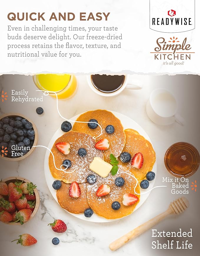 Simple Kitchen Homestyle Pancake Mix – 20 Servings for Family Meal Prep, Survival Just Add Water Canned Food, for Camping Meals, Backpacking & Hiking, #10 Can Package