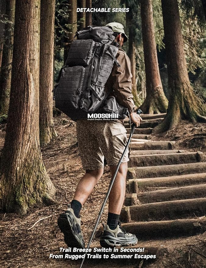 Moosehill Men's-Hiking-Pants Convertible Quick-Dry Water-Resistant Lightweight Zip-Off Outdoor with 5 Deep Pockets