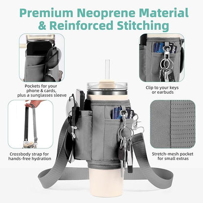 All Day Quencher Carry All for Stanley 40/30 oz Tumbler, Crossbody Bag with Phone Holder & Strap, Water Bottle Carrier Bag