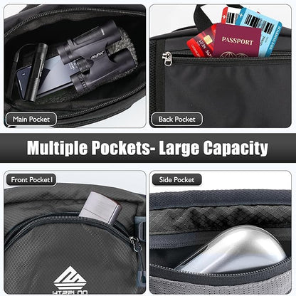 Fanny Pack Waist Bag with Water Bottle Holder for Men Women Running Hiking Travel Dog Walking Workout Cycling Outdoor (Black)