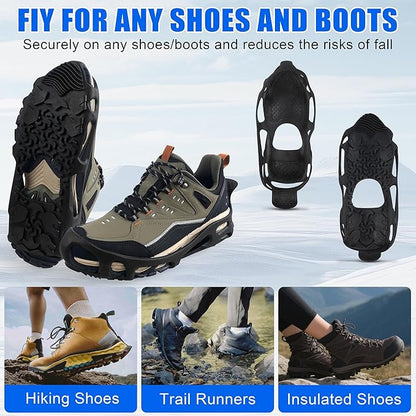 Spikeless Ice Cleats,Anti-Slip Snow Winter Traction Grips Crampoms for Slick Wet Surface Indoor Outdoor Use Ice Shoes Grippers Rubber Tread Overshoes