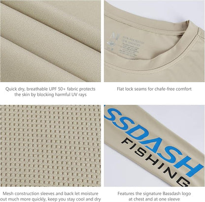 BASSDASH Fishing T Shirts for Men UV Sun Protection UPF 50+ Long Sleeve Tee T-Shirt