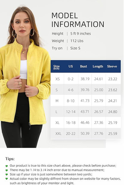 Argstar Women's Fleece Jacket with 6 Pockets (XS-2XL)