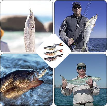Fishing Lures for Bass Trout Topwater Multi Jointed Swimbaits Slow Sinking Bionic Swimming Lures Bass Freshwater Saltwater Bass Lifelike Fishing Lures Kit