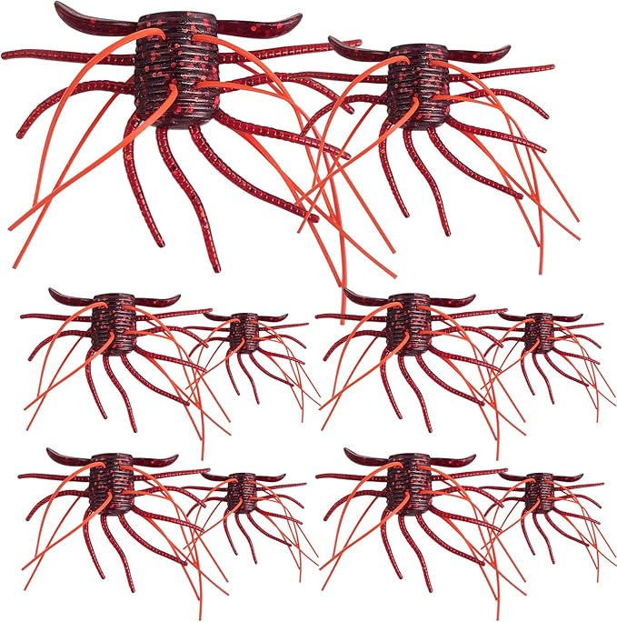 Eupheng Silicone Soft Dice Fishing Lures with Multiple Tentacles, Handmade Slow Sink Bass Fishing Soft Plastic Baits for Drop Shot, Finesse, Wacky Rig