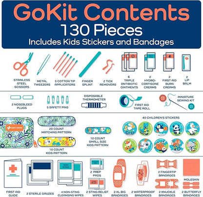 KeepGoing Travel First Aid Kit for Kids – 130 Pc. for Car, Home, Purse, Diaper Bag & Backpack with Latex-Free Bandages - Mini First Aid Kit Travel Size TSA-Approved