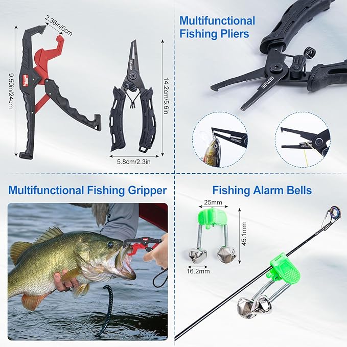 Goture Fishing Rod and Reel Combos-Telescopic Fishing Pole Spinning Reel Lures Set with PC Hard Shell Suitcase, Telescopic Rod Reel Combo Kit for Starter Travel Saltwater, Gifts for Men