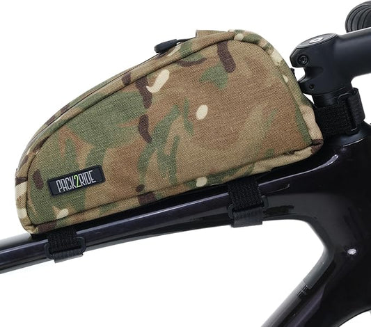 Onedrop Bike Frame Bag - Water Resistant Top Tube Bike Bag with Durable Cordura Fabric, Front Bicycle Storage & Bikepacking Pouch, Cycling Accessories for Biking Travel (Multicam Camo)