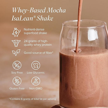 IsaLean Protein Shake - Complete Superfood Meal Replacement for Maintaining Healthy Weight and Lean Muscle Growth with 24 Vitamins and Minerals - 29.6 oz - 14 Meal Canister (Mocha) - Canister