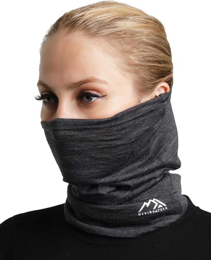 Merino.tech Merino Wool Ski Neck Gaiter - Face Mask Neck Warmer for Men & Women