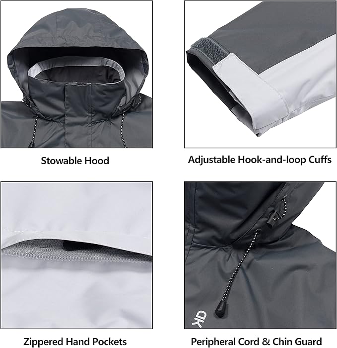 Little Donkey Andy Men's Waterproof Rain Jacket Outdoor Lightweight Rain Shell Coat for Hiking,Golf,Travel