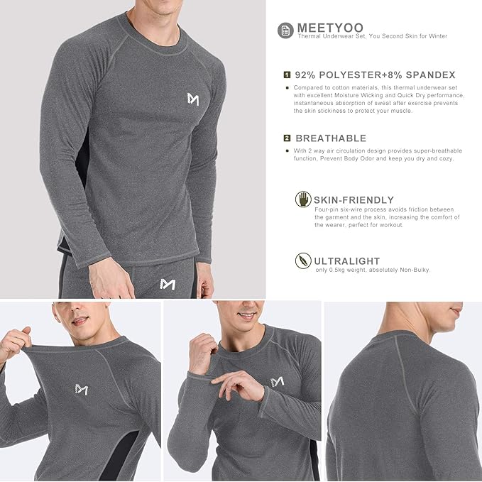 Men's Thermal Underwear Set Sport Long Johns Base Layer