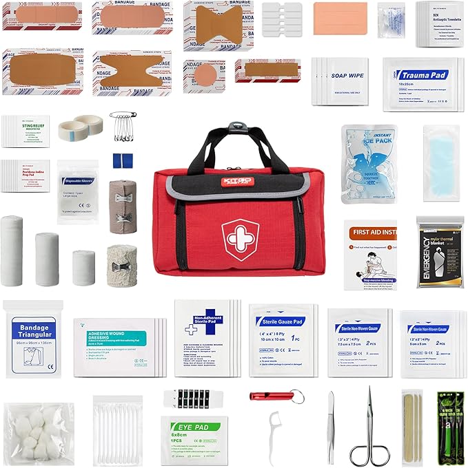 First Aid Kits - Emergency Medical Kit with 218 Pcs Medical Supplies, Sports First Aid Kits, Waterproof Trauma Kit for Car, Home, Businesses, Camping, Hiking, Adventure