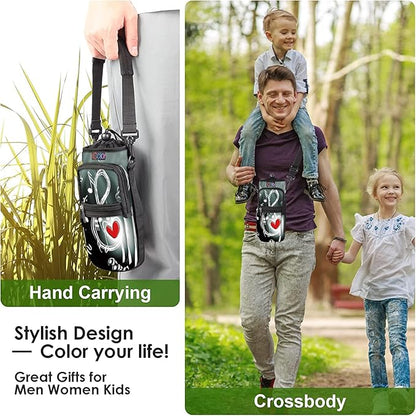 icolor Water Bottle Carrier Bag with Strap 25/32/40 oz Crossbody Bottle Holder with Phone Pocket Sling Sleeve Insulated Neoprene Water Bottle Pouch for Walking Travelling