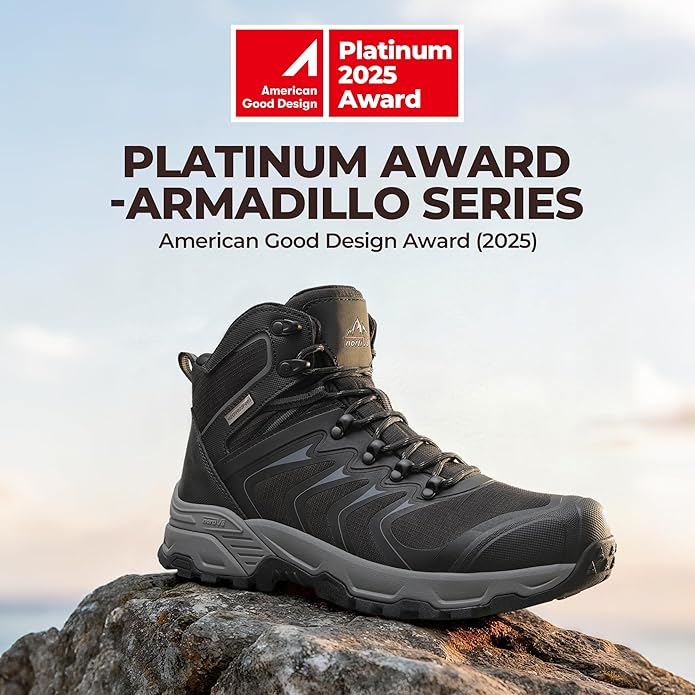 NORTIV 8 Men's Waterproof PRO Hiking Boots Outdoor Lightweight Non-Slip Arch Support Trekking Camping Ankle Boots Armadillo Update