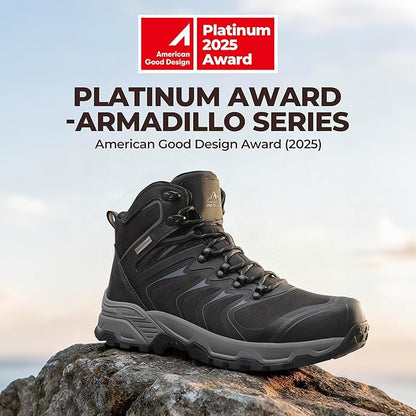 NORTIV 8 Men's Waterproof PRO Hiking Boots Outdoor Lightweight Non-Slip Arch Support Trekking Camping Ankle Boots Armadillo Update