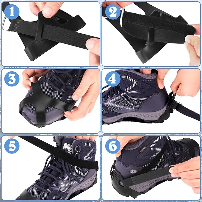 Lechin Crampons - Ice Cleats - Anti Slip Winter Ice Grippers Traction Cleats - 11 Stainless Steel Spikes