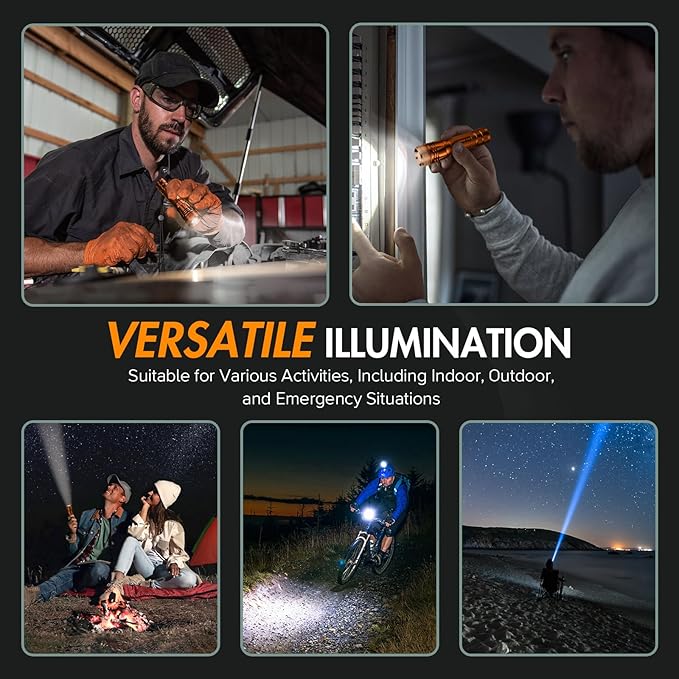 WdtPro Rechargeable Flashlights High Lumens, 1 Pack 10H Long Lasting Super Bright EDC Flashlights, LED Mini Tactical Flash Lights for Camping Emergency, Drop & Water Resistant Orange(Battery Included)