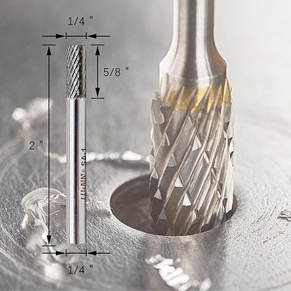 SA-1 Solid Carbide Burr Rotary File Cylindrical Shape Double Cut for Die Grinder,widely used for metalwork, tool making, engineering, wood carving by LU&MN