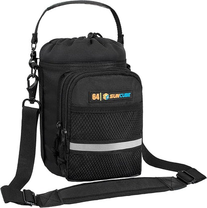 SUN CUBE Water Bottle Carrier with Strap, Insulated Water Bottle Carrier Bag with Phone Pocket Pouch, Sleeve Sling Purse Crossbody Bottle Holder for Walking, Sports, Hiking Accessories 40/64 oz