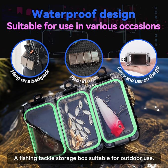 Tackle Box 4 and 8pcs Optional Combination Removable Freely Assemble Fishing Tackle Storage Cube Waterproof Fishing Tackle Organizer With Strong Magnetic Function Luminous (8, Black)