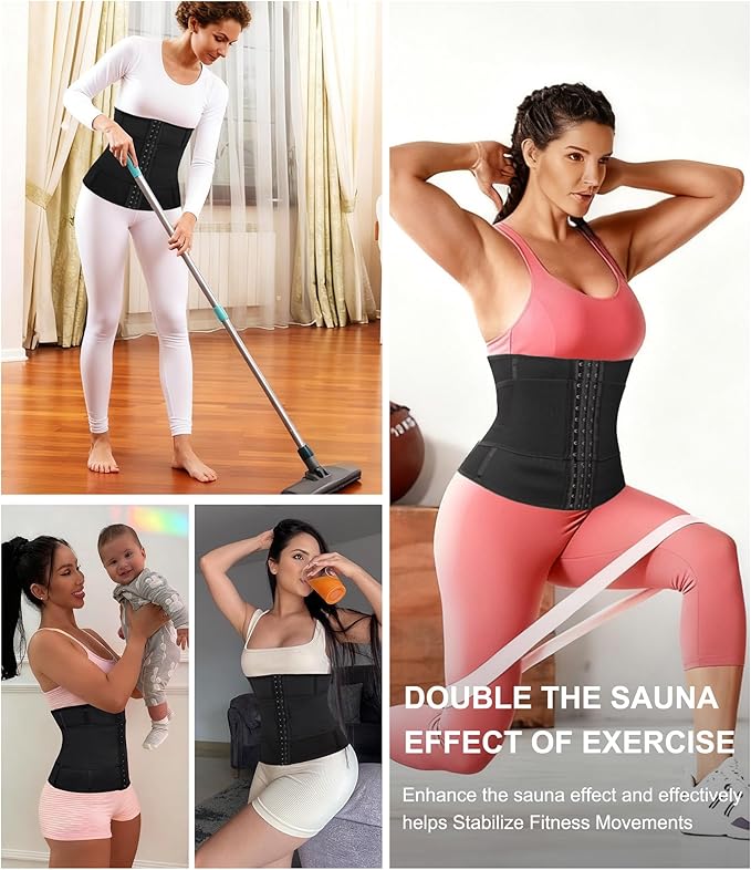 LEINIDINA Waist Trainer for Women Corset Shapewear Segmented Sweat Waist Trimmer for Women Workout Belt
