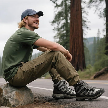 NORTIV 8 Men's Ankle High Waterproof Hiking Boots Outdoor Lightweight Shoes Trekking Trails Armadillo