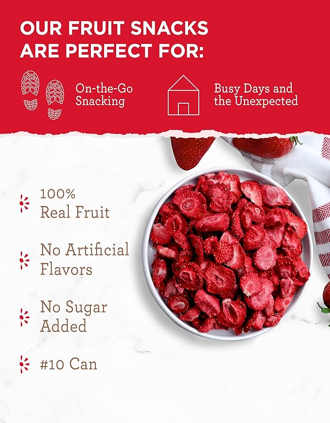 READYWISE - Simple Kitchen Freeze Dried Strawberries, 18 Servings, Vegan, Gluten Free, Healthy Snack, Survival Food, Dried Fruit, Strawberries