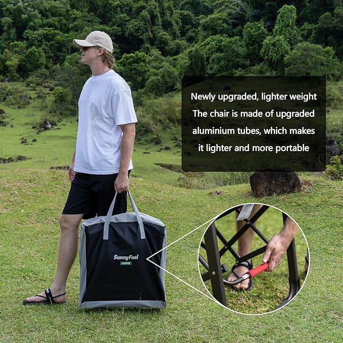 SUNNYFEEL Oversized Camping Directors Chair Blue Portable Folding Chair for Adults Support 600lbs with Side Pocket and Side Table for Beach, Fishing, Trip, Picnic, Lawn, Outdoor Foldable Camp Chairs