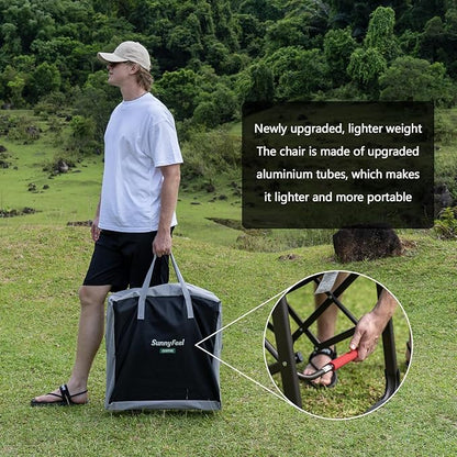 SUNNYFEEL Oversized Camping Directors Chair Blue Portable Folding Chair for Adults Support 600lbs with Side Pocket and Side Table for Beach, Fishing, Trip, Picnic, Lawn, Outdoor Foldable Camp Chairs