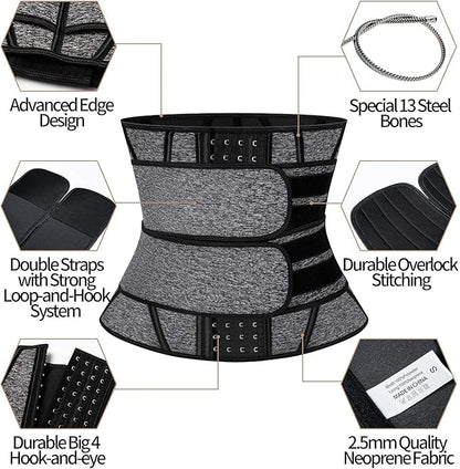 KIWI RATA Mens Workout Waist Trainer Corset Neoprene Sauna Sweat Trimmer Cincher Belt Extra Belly Compression Belts