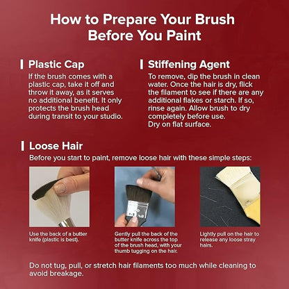 Silver Brush Limited MP-5662S Silver Mops Short Handle Round White Mops Brushes with Super-Soft Organic Hair, 5pc Professional Artist Painting Bundle for Oil, Acrylic, Watercolor, Pastels, & Charcoal