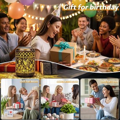 Solar Lanterns Hummingbird Christmas Garden Decor, 1 Pack Hanging Christmas Solar Lights Gifts for Mom Outdoor Waterproof Vintage Table Metal Lights for Yard, Patio, Lawn, Balcony, Pathway