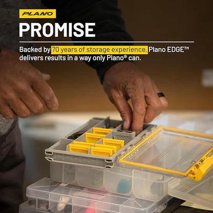 Plano EDGE 3500 Premium Tackle Storage with Rustrictor Rust-Resistant Technology, Gray and Yellow, Waterproof Terminal Tackle Box Organization, Small