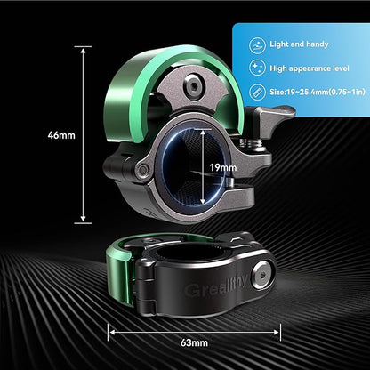 Greallthy Bike Bell, Aluminum Alloy Bicycle Bell with Clear Loud Sound, Bike Bells for Adults and Kids, Sturdy and Compact Bell Fits 0.75-1in(19-25.4mm) Handlebar for Mountain, Road Bikes.