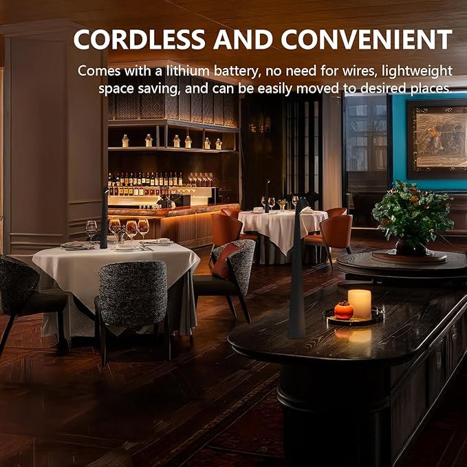 Portable LED Table Lamp 3-Levels Brightness, Rechargeable Battery Up to 48 Hours Usage, Night Light for Kids Nursery, Nightstand Lamp, Bedside Lamp.LED Desk Lamps Outdoor Portable Touch Lamps.(Black)