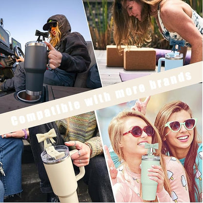 6Pcs Silicone Straw Toppers Covers for Stanley Cups 40/30oz 10mm(0.4in) Dust-Proof Bow Straw Covers Toppers Suitbale for Stanley Cup Accessories Reusable Straws Caps (Colorful F)