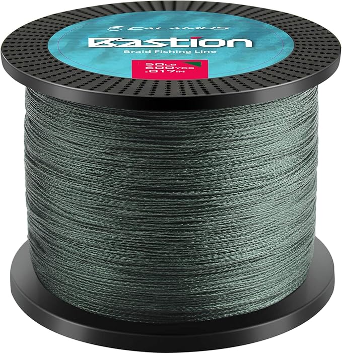 Calamus Bastion Braided Fishing Line -Abrasion Resisting Braided Lines – Thin Diameter Superline – Zero Stretch – 4 Strand MultiTuf Fiber Braid Line