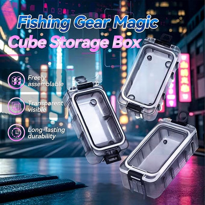 Tackle Box 4 and 8pcs Optional Combination Removable Freely Assemble Fishing Tackle Storage Cube Waterproof Fishing Tackle Organizer With Strong Magnetic Function Luminous (8, Black)