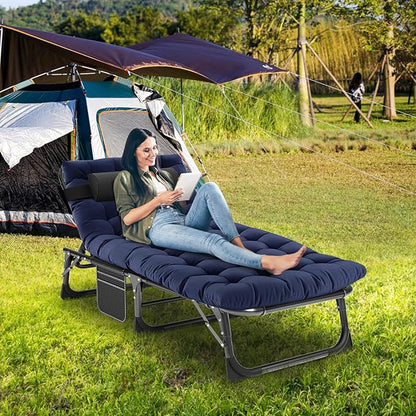 LILYPELLE Folding Camping Cot, Extra Wide Heavy Duty Sleeping Cots with Carry Bag, Double Layer Oxford Portable Travel Camp Cots for Home, Office Nap and Outdoor Beach