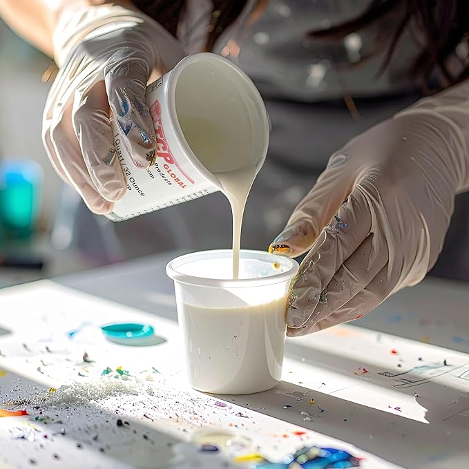 Custom Shop Paint Mixing Cups, 32-Ounce (Box of 100) - Plastic Measuring Cups for Liquids, Automotive Painting, Epoxy Resin, Acrylic Arts, Crafts, Disposable or Reusable, Graduated, Mixing Ratios