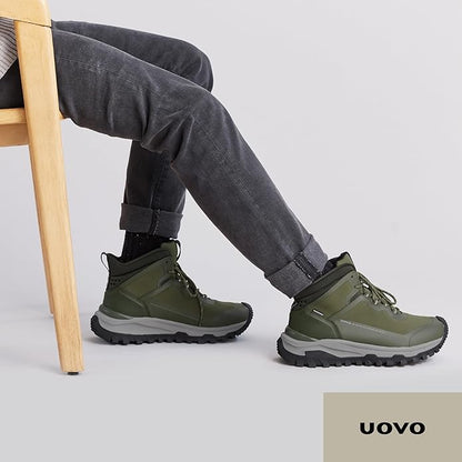 UOVO Men's Waterproof Hiking Boots – All-Season Non-Slip Outdoor Work & Trail Footwear