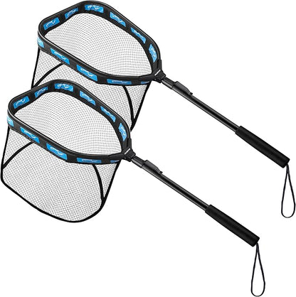 PLUSINNO Floating Fishing Net for Steelhead, Salmon, Fly, Kayak, Catfish, Bass, Trout Fishing, Rubber Coated Landing Net for Easy Catch & Release, Compact & Foldable for Easy Transportation & Storage