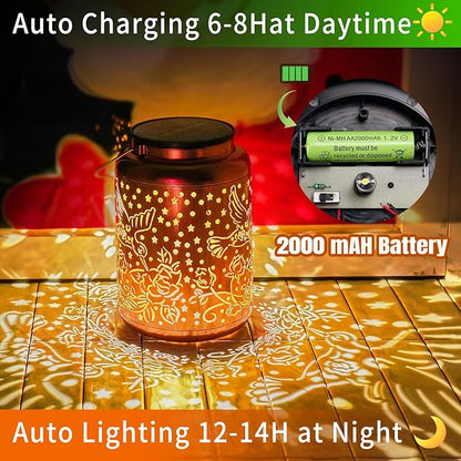 Hummingbird Solar Lanterns Outdoor Waterproof, 14.6'' Large Lamps, Upgraded 2000mAH Battery, Metal Christmas Gift, Birthday Gifts for Women Mom Grandma, Garden Yard Patio Lawn Pathway Decor