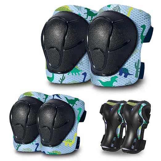 Gradient Color Kids Protective Gear Set Knee Pads for Kid 2-14 Years,W/ Adjustable Strap Kids/Youth Knee Pads Elbow Pads Wrist Guards Set for Inline Roller Skates,Cycling,BMX Bike,Skateboard,Scooter